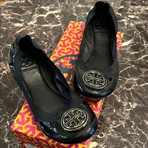 Tory Burch Shiny Black Loafers